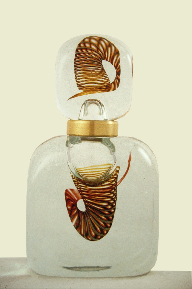 Verrerie Le Pontil - Dieulefit (26) important flacon au décor Spirale de Claude Morin en 1988