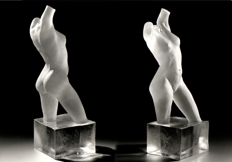 Verrerie Le Pontil - Dieulefit (26) Grand Torse : sculpture de pâte-de-cristal de Claude Morin en 1992