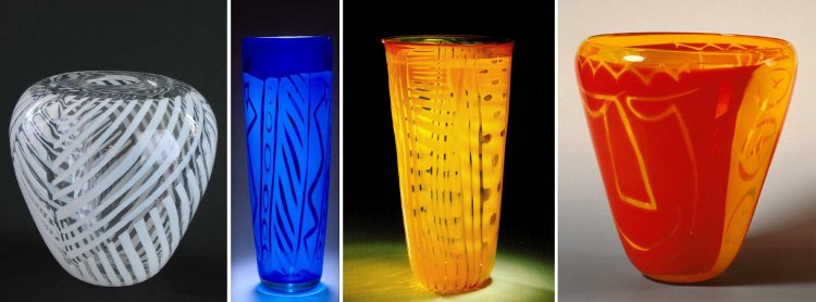 Nicolas Morin - Verrerie Le Pontil à Dieulefit (26) quatre Vases Graal de 1994