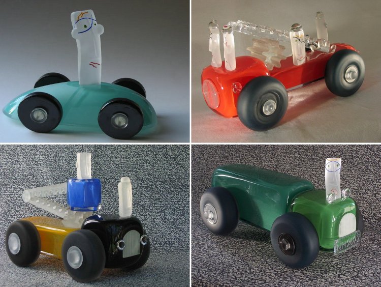 Nicolas Morin + Catherine Sintès - Verrerie Le Pontil à Dieulefit (26) quatre sculptures de la série Véhicule Animé vers 2005-2006