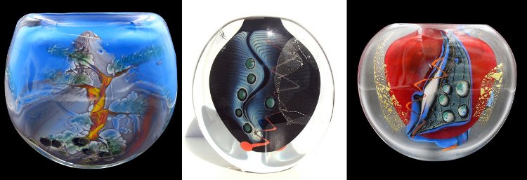 Verrerie d'Eric Laurent à Montoison (26) trois pièces d'Eric Laurent