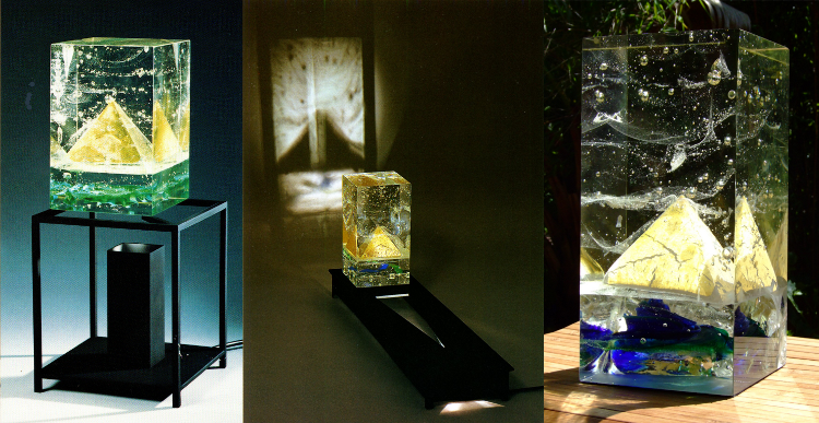 Verrerie Le Pontil - Dieulefit (26) par Frédéric Morin en 1992 à gauche Petit coin de Paradis, à droite Imotep, l'architecte égyptien qui fit sortir l'architecture de Terre, ektas Marcel Carmassi