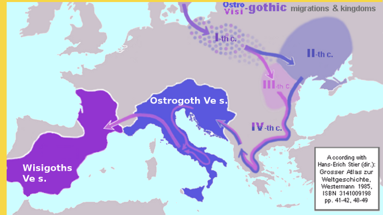 les royaumes ostrogoths et wisigoths avant 500