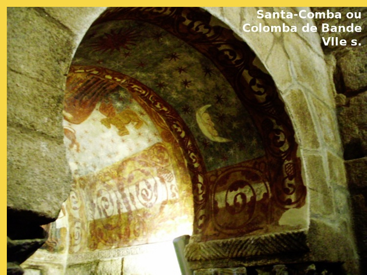 architecture paléochrétienne - Santa-Comba-de-Bande (Galice) arc outrepassé et fresques wisigothiques du VIIe s.