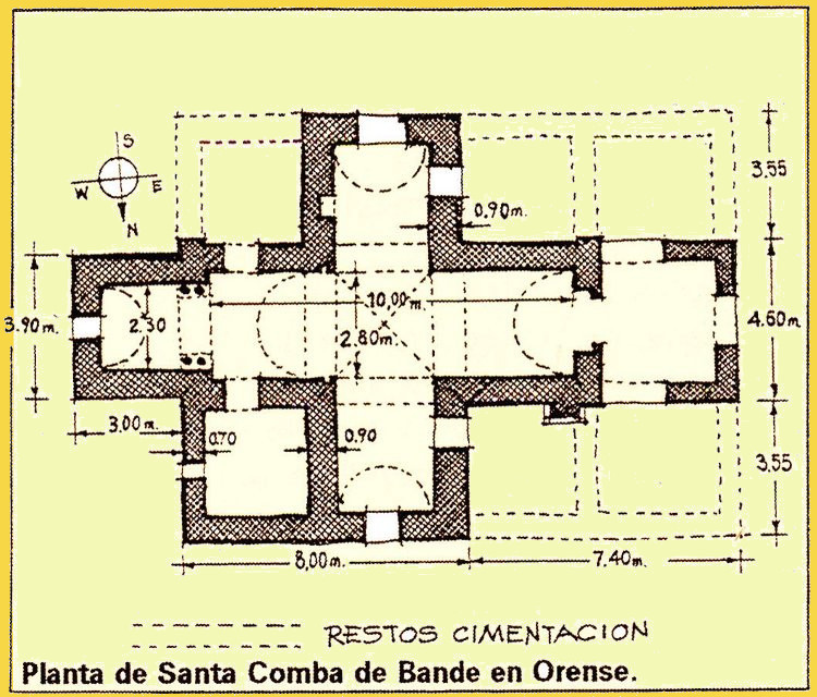 architecture paléochrétienne - Santa-Comba-de-Bande (Galice) plan VIIe s.