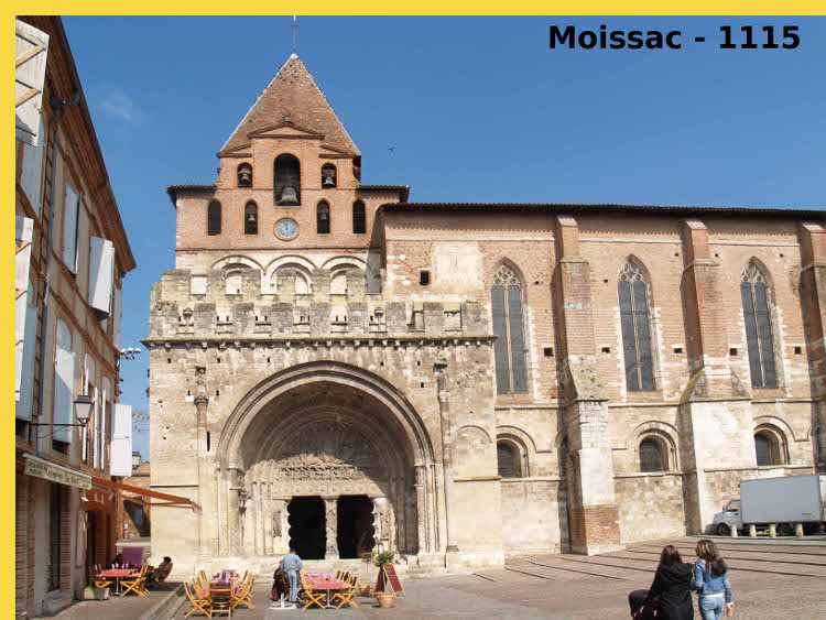 architecture romane classique - Moissac (81) abbaye St-Pierre à partir de 1115 - vue générale du bloc d'entrée occidental avec sa salle haute d'inspiration carolingienne