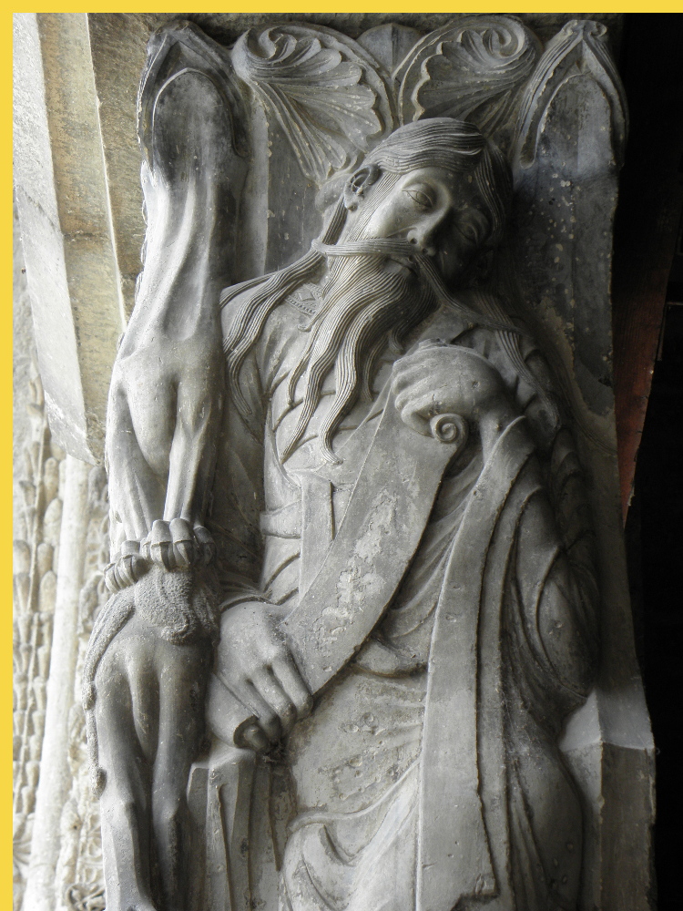 architecture romane classique - Moissac (81) abbaye St-Pierre à partir de 1115 - portail roman sculpté vers 1130 : le prophète Isaïe