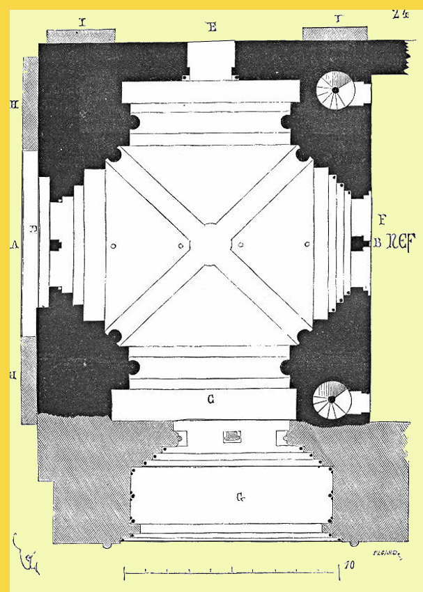architecture romane classique - Moissac (81) abbaye St-Pierre à partir de 1115 - plan du bloc d'entrée occidental, croisée d'ogives archaïque