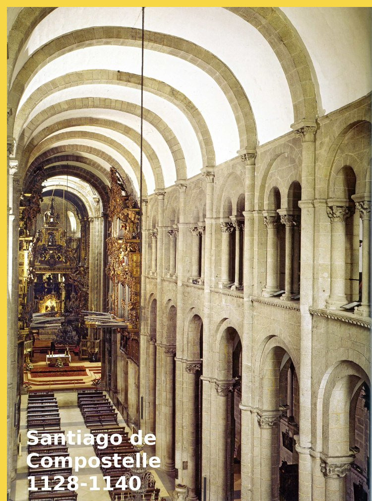 architecture romane classique - Santiago de Compostelle (E) nef romane construite entre 1128 et 1140
