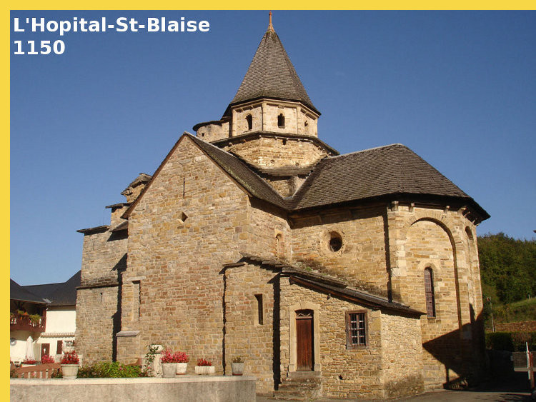 architecture romane - L'Hôpital-St-Blaise (64) carolingien → XIIe s. - vue générale