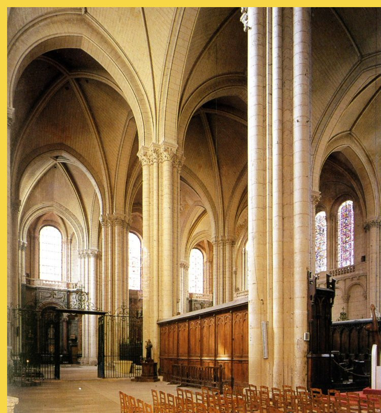 architecture gothique primitive - Poitiers (86) St-Pierre (1155 → 1379) - dans le bas-côté nord, vue vers le choeur