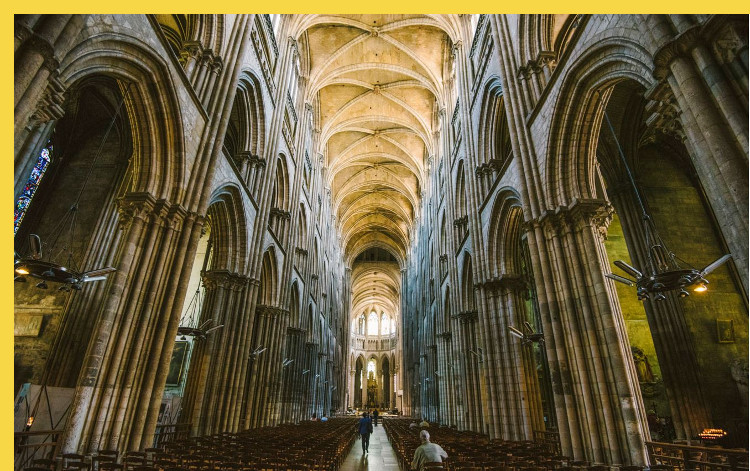 Rouen (76) Notre-Dame IVe s. + 1030 → 1063 + 1145 → 1237 - vue générale de la nef vers le choeur