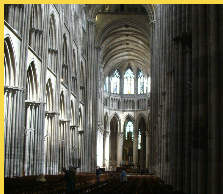 architecture gothique primitive - Rouen (76) Notre-Dame IVe s. + 1030 → 1063 + 1145 → 1237 - vue générale vers le choeur