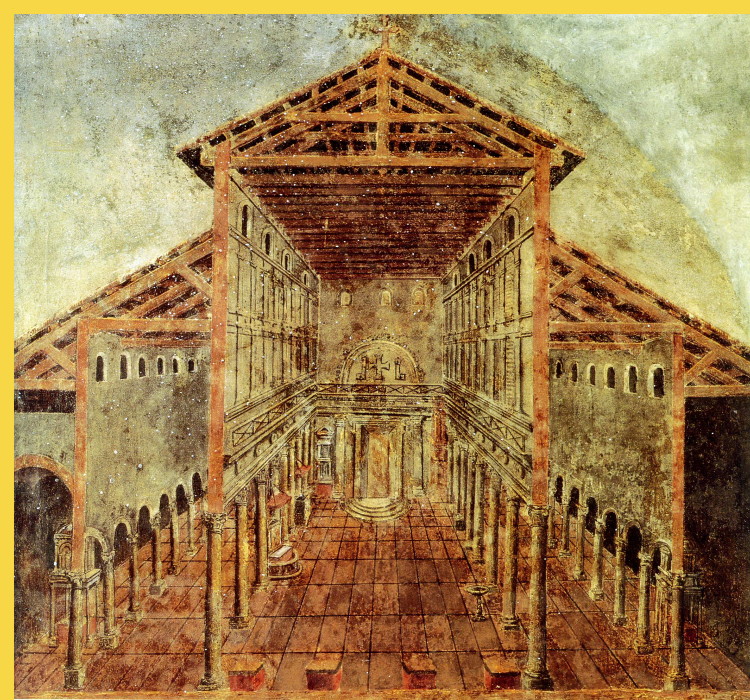 première architecture chrétienne - Rome : Basilique Vaticane Saint-Pierre de 327 à 337 - section générale au IVe siècle