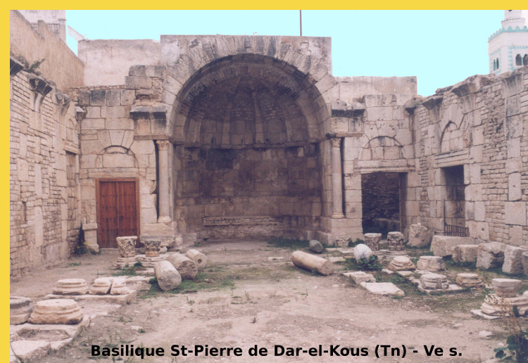 architecture paléochrétienne - Dar al-Kous (Tn) : basilique St-Pierre vers 450 - vue de la nef