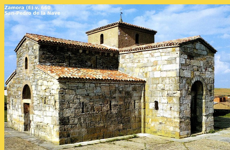architecture paléochrétienne - Zamora (E) église wisitohique San Pedro de la Nave VIIe s. - vue générale