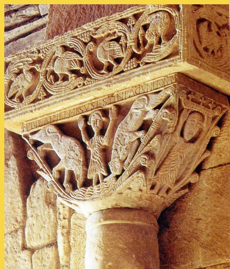 architecture paléochrétienne - Zamora (E) église wisitohique San Pedro de la Nave VIIe s. - Daniel dans la fosse aux lions