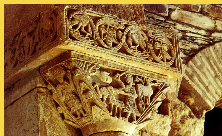 architecture paléochrétienne - Zamora (E) église wisitohique San Pedro de la Nave VIIe s. - le sacrifice d'Isaac par Abraham