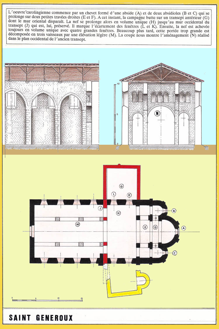 architecture carolingienne - St-Généroux (79) église carolingienne Saint-Généroux vers 980 - plans Philippe Gavet