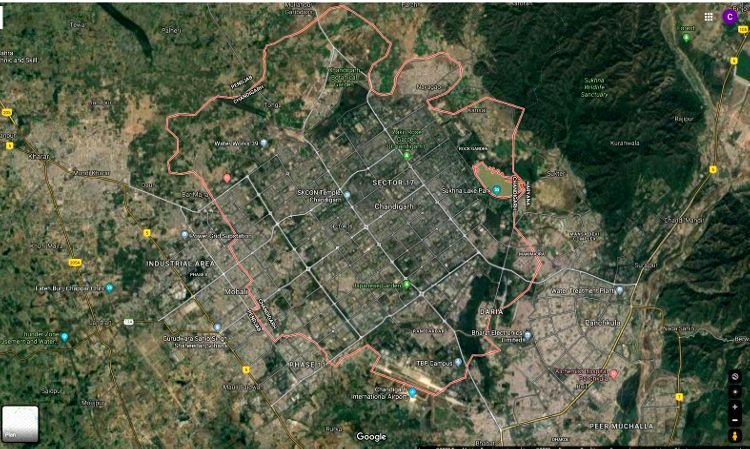 fluidite des espaces Chandigarh Capitale du Pendjab planifiée par Le Corbusier en 1952, au milieu le secteur 17 du centre de la cité