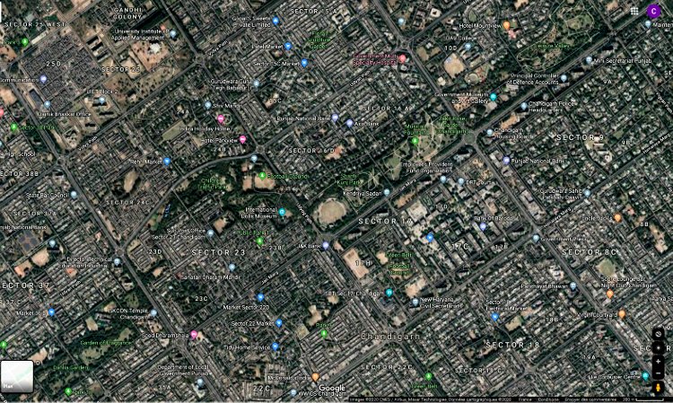 fluidite des espaces Chandigarh Capitale du Penjab planifiée par Le Corbusier en 1952, au milieu le secteur 17 du centre de la cité