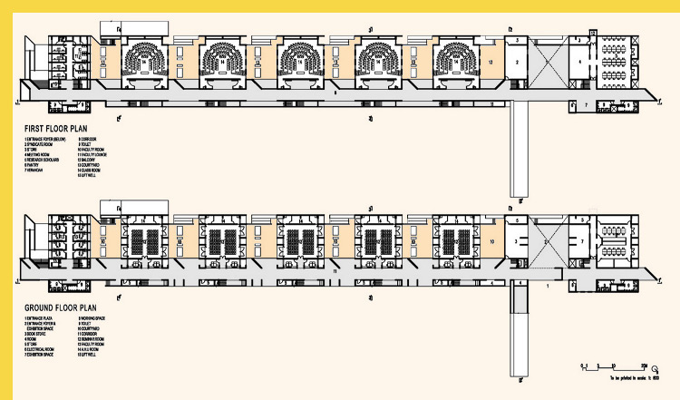 fluidite des espaces l'Indian Institute of Management à Ahmedabad par Kahn en 1974 : plans des salles de classe
