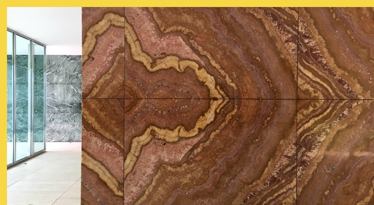 fluidité des espaces Pavillon de l'Allemagne à Barcelone par Mies van der Rohe en 1929 : la cloison d'onyx