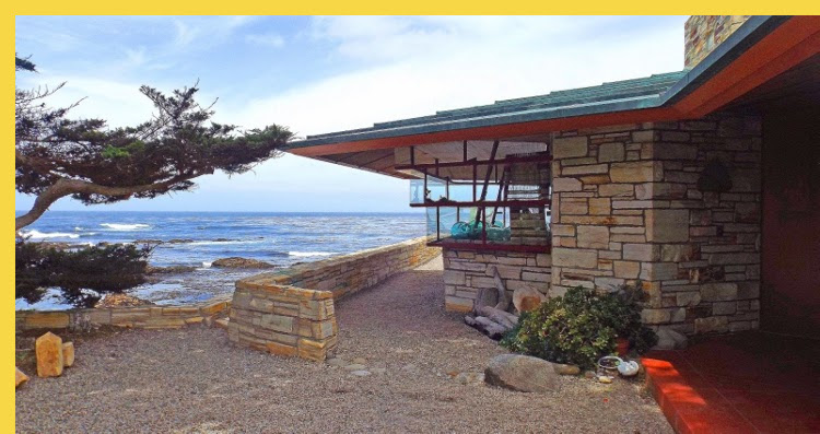 bioclimatique fluidite des espaces Walker House Carmel par Wright en 1948 : le long de la façade sud