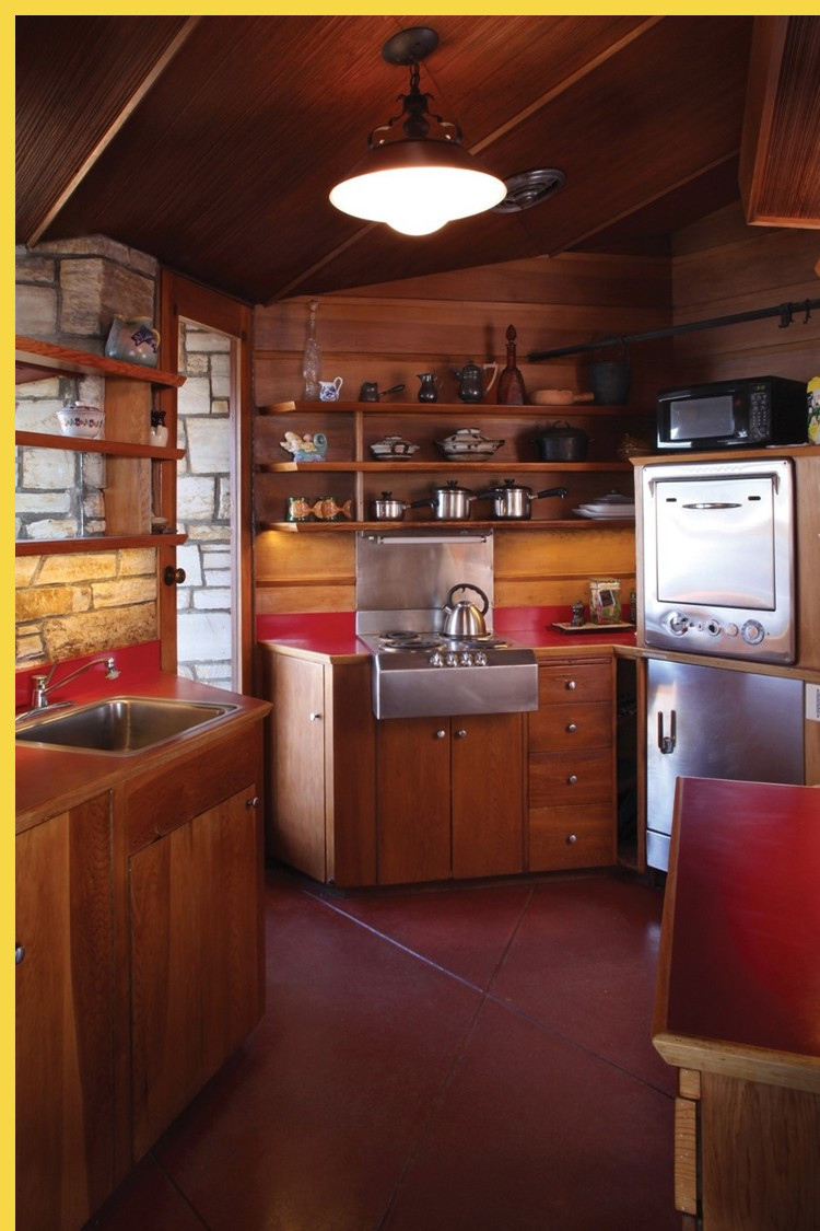 bioclimatique fluidite des espaces Walker House Carmel par Wright en 1948 : cuisine