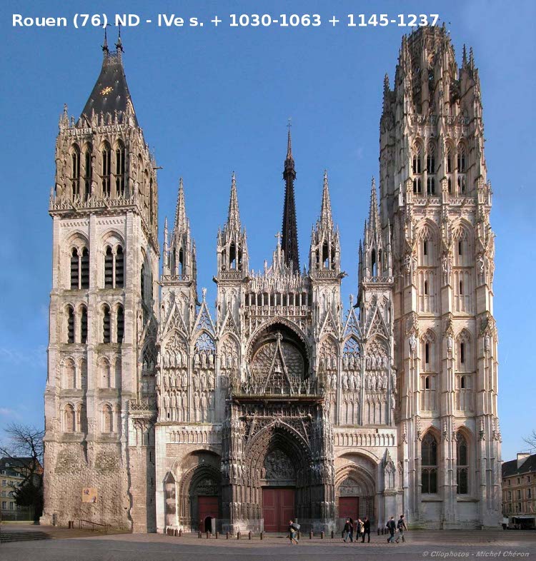 cathédrale Notre-Dame de Rouen (76) la façade occidentale présente des constructions allant de 1130 à 1506 - photo Michel Chéron
