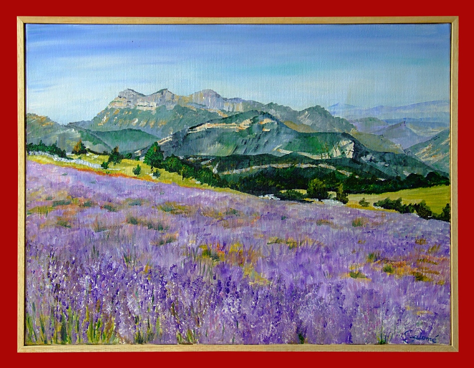 lavandes d'altitude à Rimon dans la Drôme, peinture de Salomé été 2024