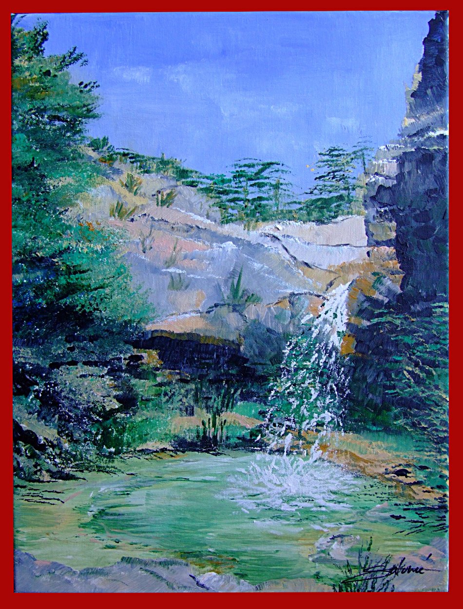 les vasques de l'Aiguebelle à Pontaix dans la Drôme, peinture de Salomé été 2026