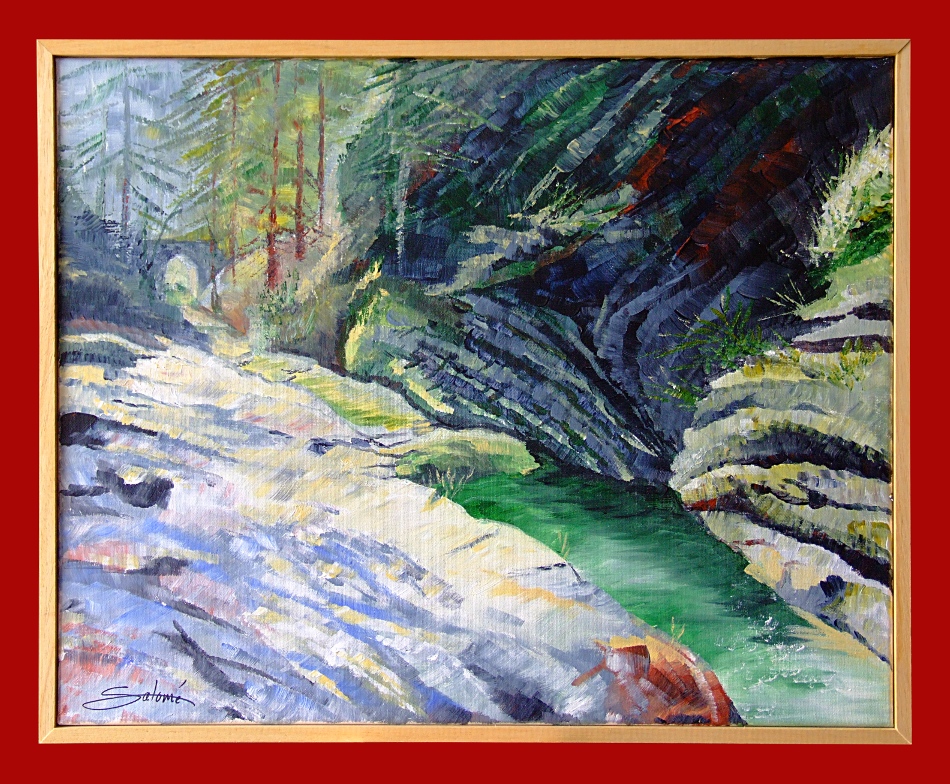 les gorges du Rieusec à Véronne dans la Drôme, peinture de Salomé été 2026