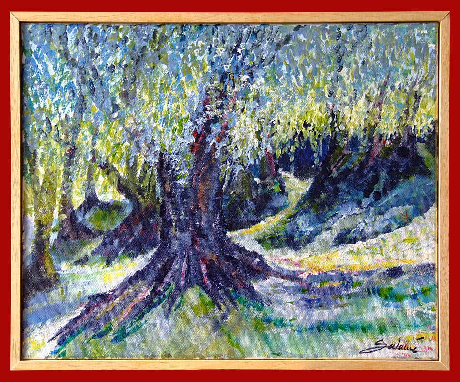 oliviers à Sahune dans la Drôme, peinture de Salomé été 2026