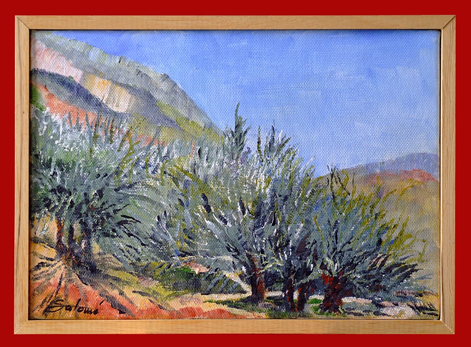 oliviers à Sahune dans la Drôme, peinture de Salomé été 2026